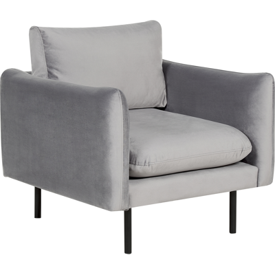 Sillón de Terciopelo Gris con Patas Negras - Beliani Sillón de Terciopelo Gris con Patas Negras - Beliani