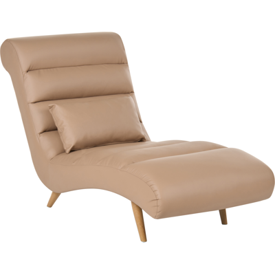 BELIANI Chaise Longue Moderna De Piel Sintética Diván Sala De Estar Patas Efecto Madera Marrón Claro Rives BELIANI Chaise Longue Moderna De Piel Sintética Diván Sala De Estar Patas Efecto Madera Marrón Claro Rives