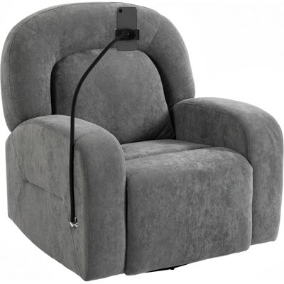 Homcom Sillón Relax Reclinable 3 En 1, Con Función Mecedora, Giratorio 360°, Soporte Para Teléfono, Asiento Amplio, Respaldo Acolchado, Gris Homcom Sillón Relax Reclinable 3 En 1, Con Función Mecedora, Giratorio 360°, Soporte Para Teléfono, Asiento Amplio, Respaldo Acolchado, Gris