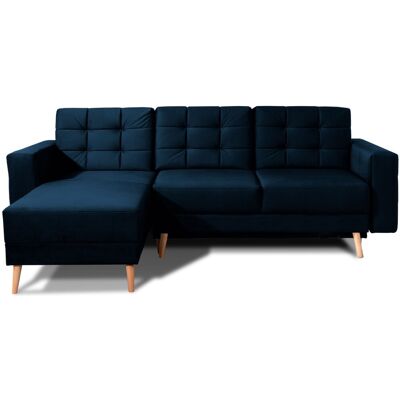 MEUBLORAMA Sofá De Esquina Convertible Hasgard 3 Plazas Azul Oscuro 248x162 Cm - Con Almacenaje Y Patas De Madera MEUBLORAMA Sofá De Esquina Convertible Hasgard 3 Plazas Azul Oscuro 248x162 Cm - Con Almacenaje Y Patas De Madera