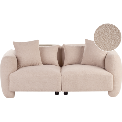 BELIANI Sofá Tapizado De Bouclé Minimalista De Perfil Bajo 3 Plazas Asiento Profundo Beige Eknes BELIANI Sofá Tapizado De Bouclé Minimalista De Perfil Bajo 3 Plazas Asiento Profundo Beige Eknes