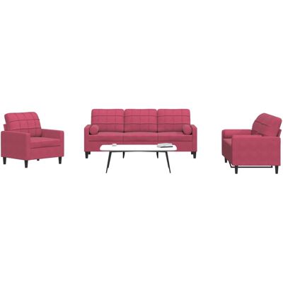 VIDAXL 4 Sofás Terciopelo Rojo Tinto - Juego de Sofás VIDAXL 4 Sofás Terciopelo Rojo Tinto - Juego de Sofás