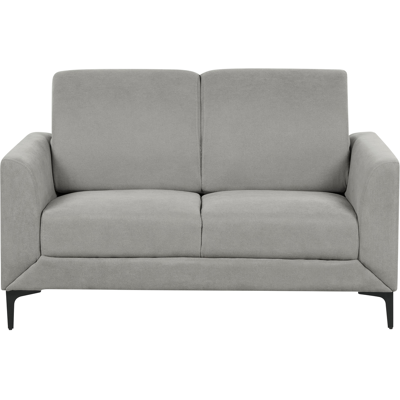 Sofá gris de tela Beliani para 2 personas - Muebles de sala retro Sofá gris de tela Beliani para 2 personas - Muebles de sala retro