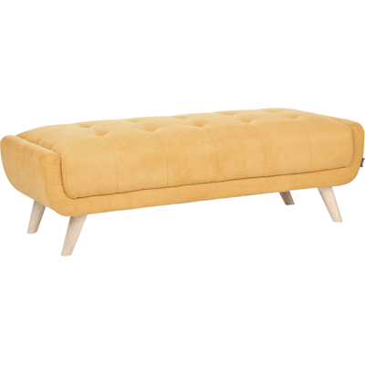 BELIANI Otomana Rectangular Tapizado De Tela Con Patas De Madera Estilo Retro Mostaza Habo BELIANI Otomana Rectangular Tapizado De Tela Con Patas De Madera Estilo Retro Mostaza Habo