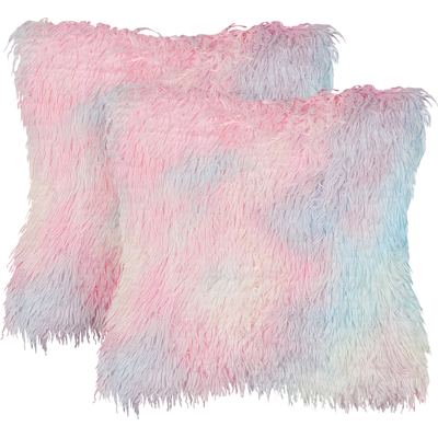 Beliani Juego de 2 Cojines de Pelo Sintético Multicolor - Cojines Beliani Juego de 2 Cojines de Pelo Sintético Multicolor - Cojines