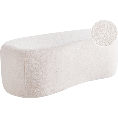 Puf Blanco Bayard de Bouclé Beliani - Estilo Escandinavo Moderno Puf Blanco Bayard de Bouclé Beliani - Estilo Escandinavo Moderno