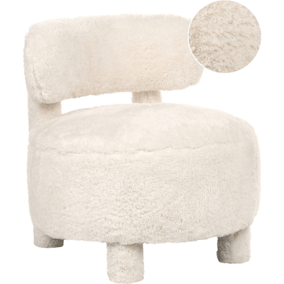 BELIANI Sillón Sin Reposabrazos De Estilo Retro Tapizado De Pelo Sintético Salón Beige Claro Hamina BELIANI Sillón Sin Reposabrazos De Estilo Retro Tapizado De Pelo Sintético Salón Beige Claro Hamina
