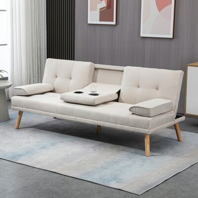 PZCC Sofá Cama Convertible De 3 Plazas, Tapizado Con Respaldo Ajustable En 3 Posiciones, 2 Cojines Y 2 Portavasos Integrados, Tejido De Lino, Ideal Para Salón, Habitación De Invitados O Espacios Pequeños, PZCC Sofá Cama Convertible De 3 Plazas, Tapizado Con Respaldo Ajustable En 3 Posiciones, 2 Cojines Y 2 Portavasos Integrados, Tejido De Lino, Ideal Para Salón, Habitación De Invitados O Espacios Pequeños,