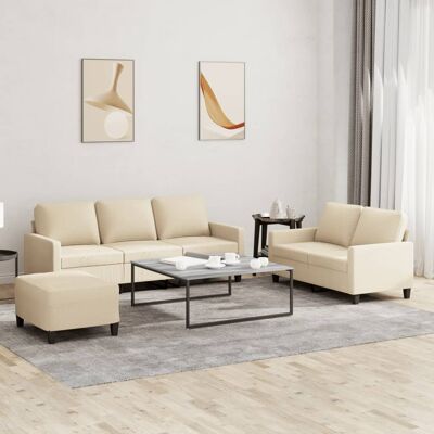 Conjunto de Sofás de Tela Crema de 3 Piezas VIDA XL Conjunto de Sofás de Tela Crema de 3 Piezas VIDA XL
