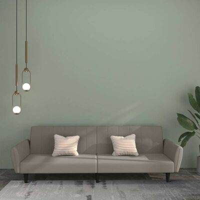 vidaXL Sofá-Cama - 2 en 1 Terciopelo Gris Claro vidaXL Sofá-Cama - 2 en 1 Terciopelo Gris Claro