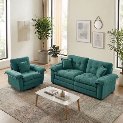HAUSS SPOLE Conjunto De Sofá De 2 Piezas Con Asiento Profundo, Tela De Chenilla, Espuma Viscoelástica, Cojines Decorativos, Muebles Para Sala De Estar, Color Verde HAUSS SPOLE Conjunto De Sofá De 2 Piezas Con Asiento Profundo, Tela De Chenilla, Espuma Viscoelástica, Cojines Decorativos, Muebles Para Sala De Estar, Color Verde