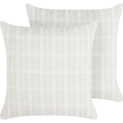 Beliani Juego de 2 Cojines DOURIS Cuadros 45 x 45 cm Beige Claro - Cojines Beliani Juego de 2 Cojines DOURIS Cuadros 45 x 45 cm Beige Claro - Cojines