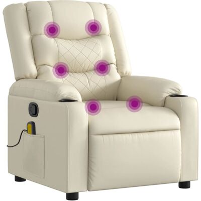 VIDAXL Sillón reclinable de masaje - Cuero sintético crema VIDAXL Sillón reclinable de masaje - Cuero sintético crema