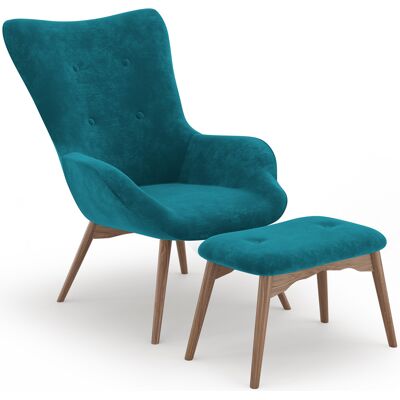 Privatefloor - Sillón Con Reposapiés - Tapizado En Terciopelo - Estilo Escandinavo - Huda Privatefloor - Sillón Con Reposapiés - Tapizado En Terciopelo - Estilo Escandinavo - Huda