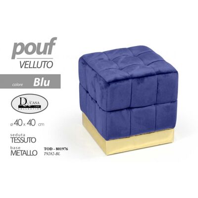 Webmarketpoint - Puf cuadrado de terciopelo - Azul - 40 cm - Pouf Webmarketpoint - Puf cuadrado de terciopelo - Azul - 40 cm - Pouf