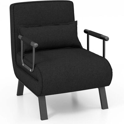 HELLOSHOP26 Sillón Convertible 4 En 1 79 X 65 X 79 Cm Asiento Ergonómico Estilo Moderno Tela De Lino Negro 200021068 HELLOSHOP26 Sillón Convertible 4 En 1 79 X 65 X 79 Cm Asiento Ergonómico Estilo Moderno Tela De Lino Negro 200021068