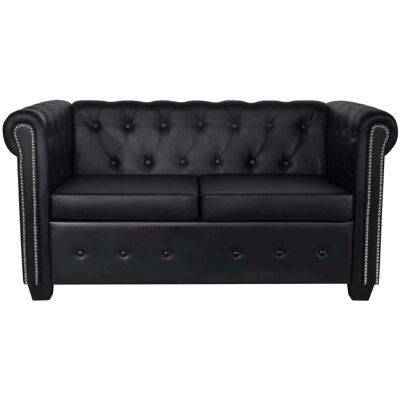 Helloshop26 - Sofá Chesterfield 2 Plazas 145,5 X 76 X 70 Cm Polipiel Negro 020019571 Helloshop26 - Sofá Chesterfield 2 Plazas 145,5 X 76 X 70 Cm Polipiel Negro 020019571