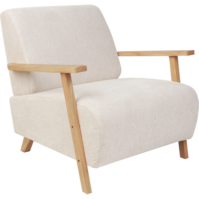 Beliani - Sillón Retro Moderno Con Reposabrazos De Tela Beige Claro Lesja Beliani - Sillón Retro Moderno Con Reposabrazos De Tela Beige Claro Lesja