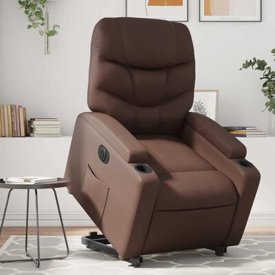 vidaXL Sillón reclinable - Elevable y ajustable - Cuero sintético - Marrón vidaXL Sillón reclinable - Elevable y ajustable - Cuero sintético - Marrón