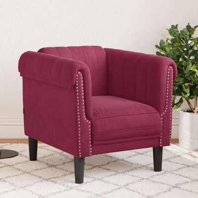 Sillón De Terciopelo Rojo Tinto Vidaxl Sillón De Terciopelo Rojo Tinto Vidaxl