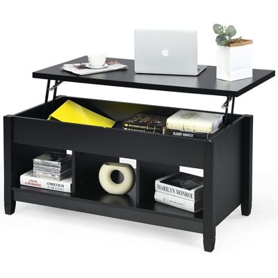 Costway Mesa De Centro Mesa Baja De Madera Con Superficie Elevable Mesita De Sofá Con Almacenamiento Escondido (negro) Costway Mesa De Centro Mesa Baja De Madera Con Superficie Elevable Mesita De Sofá Con Almacenamiento Escondido (negro)