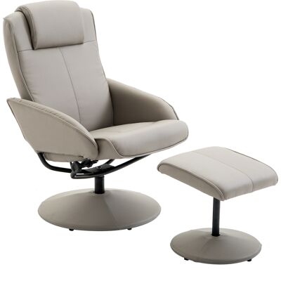 JHY DESIGN Sillón De Tv Giratorio 360° Con Reposapiés, Reclinable, De Piel Sintética Gris. JHY DESIGN Sillón De Tv Giratorio 360° Con Reposapiés, Reclinable, De Piel Sintética Gris.