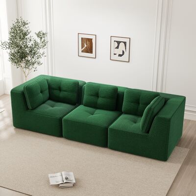 KELLANY Sofá Seccional Sin Marco, Sofá Esquinero Modular, Cómodo Sofá De Pana, Sofá De Tres Plazas Con Asiento Profundo Para La Sala De Estar, No Requiere Montaje, Verde KELLANY Sofá Seccional Sin Marco, Sofá Esquinero Modular, Cómodo Sofá De Pana, Sofá De Tres Plazas Con Asiento Profundo Para La Sala De Estar, No Requiere Montaje, Verde