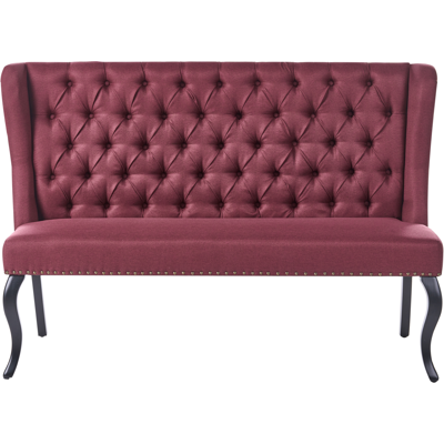 BELIANI Sofá De Cocina 2 Plazas Con Respaldo Alto Tela De Poliéster Patas Cabriolé Negras Rojo Oscuro Torsby BELIANI Sofá De Cocina 2 Plazas Con Respaldo Alto Tela De Poliéster Patas Cabriolé Negras Rojo Oscuro Torsby