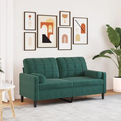 Sofá de Terciopelo Verde Oscuro para 2 plazas - Muebles Sofá de Terciopelo Verde Oscuro para 2 plazas - Muebles