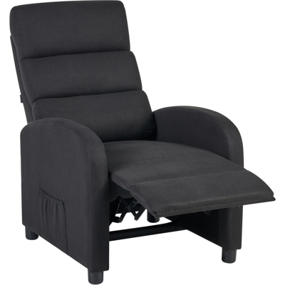 BELIANI Sillón Reclinable Retro Con Respaldo Y Reposapiés Ajustables Tapizado En Tela Negra Otus BELIANI Sillón Reclinable Retro Con Respaldo Y Reposapiés Ajustables Tapizado En Tela Negra Otus