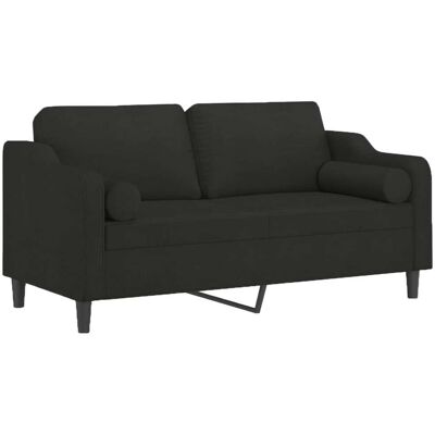 Sofá de tela negro de 2 plazas vidaXL con cojines - Sofá Sofá de tela negro de 2 plazas vidaXL con cojines - Sofá