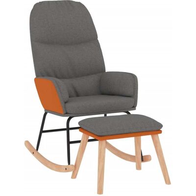 Silla mecedora de tela gris claro con reposapiés - Silla mecedora Silla mecedora de tela gris claro con reposapiés - Silla mecedora