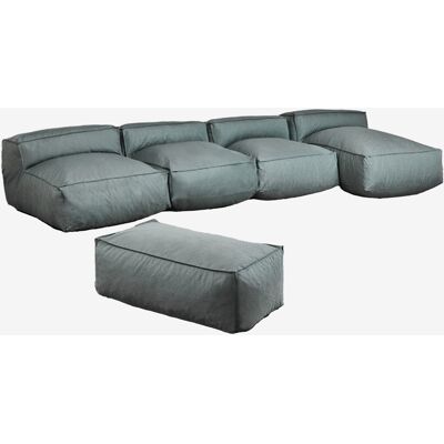 Sklum - Sofá Modular Chaise Longue De 4 Piezas Y Puff Dojans Sklum - Sofá Modular Chaise Longue De 4 Piezas Y Puff Dojans