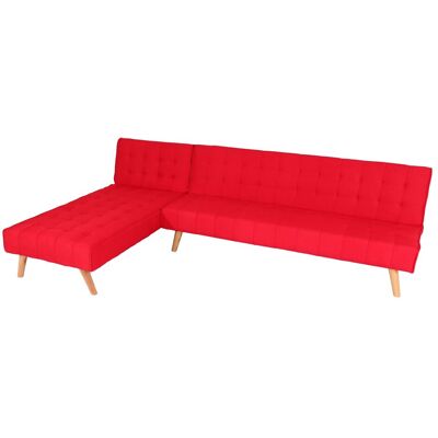DÉCOSHOP26 Ofá Esquinero Convertible 256 Cm Diván Reversible Izquierda Derecha Sofá Cama Tela Roja Y Madera Maciza 04001045 DÉCOSHOP26 Ofá Esquinero Convertible 256 Cm Diván Reversible Izquierda Derecha Sofá Cama Tela Roja Y Madera Maciza 04001045
