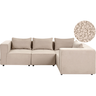 BELIANI Sofá Esquinero Izquierdo Moderno 4 Plazas Modular Tapizado De Bouclé Beige Axebo BELIANI Sofá Esquinero Izquierdo Moderno 4 Plazas Modular Tapizado De Bouclé Beige Axebo