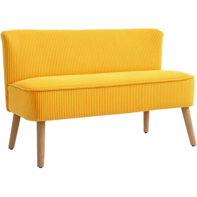 IROVAMI Sofá De Dos Plazas, Elegante Diseño Escandinavo, Robusta Estructura De Madera, Soporta Hasta 150 Kg, 117 X 56,5 X 77 Cm, Amarillo IROVAMI Sofá De Dos Plazas, Elegante Diseño Escandinavo, Robusta Estructura De Madera, Soporta Hasta 150 Kg, 117 X 56,5 X 77 Cm, Amarillo