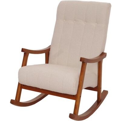 DÉCOSHOP26 Illón Mecedora De Diseño Con Reposabrazos Asiento Ancho En Tela Borreguito Marfil Estructura De Madera Acabado Nogal 04000981 DÉCOSHOP26 Illón Mecedora De Diseño Con Reposabrazos Asiento Ancho En Tela Borreguito Marfil Estructura De Madera Acabado Nogal 04000981