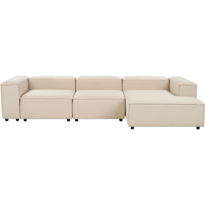 BELIANI Sofá Modular 4 Plazas Moderno Patas Negras Tapizado Tela Beige Izquierdo Ardal BELIANI Sofá Modular 4 Plazas Moderno Patas Negras Tapizado Tela Beige Izquierdo Ardal