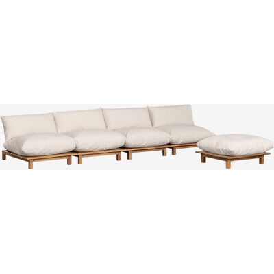 Sofá Modular Reclinable De 4 Piezas Con Puff En Madera De Acacia Brina Sklum Sofá Modular Reclinable De 4 Piezas Con Puff En Madera De Acacia Brina Sklum