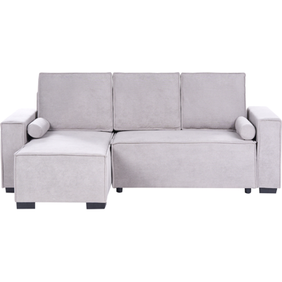 BELIANI Sofá Cama Moderno 3 Plazas Con Chaise Longue Derecho Reposabrazos Espacio De Almacenaje Reversible Gris Edane BELIANI Sofá Cama Moderno 3 Plazas Con Chaise Longue Derecho Reposabrazos Espacio De Almacenaje Reversible Gris Edane