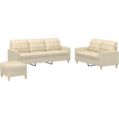 Conjunto de Sofás VidaXL con Cojines - 3 Piezas - Crema Conjunto de Sofás VidaXL con Cojines - 3 Piezas - Crema