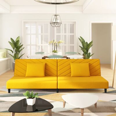VIDAXL Sofá cama de terciopelo amarillo de 2 plazas - Sofá cama VIDAXL Sofá cama de terciopelo amarillo de 2 plazas - Sofá cama