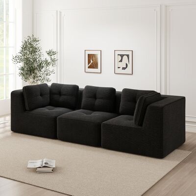 KELLANY Sofá Seccional Sin Marco, Sofá Esquinero Modular, Cómodo Sofá De Pana, Sofá De Tres Plazas Con Asiento Profundo Para La Sala De Estar, No Requiere Montaje, Negro KELLANY Sofá Seccional Sin Marco, Sofá Esquinero Modular, Cómodo Sofá De Pana, Sofá De Tres Plazas Con Asiento Profundo Para La Sala De Estar, No Requiere Montaje, Negro