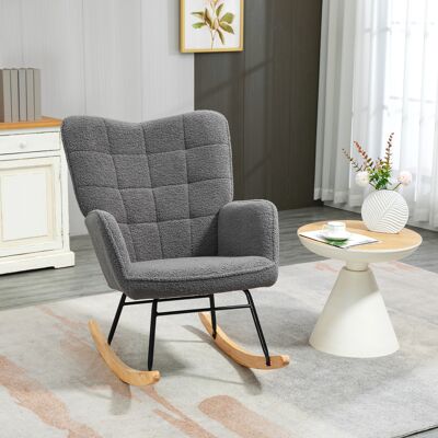 PZCC Mecedora De Estilo Retro, Madera Maciza, Sillón Reclinable, 98 Cm X 71 Cm X 101 Cm, Gris Oscuro. PZCC Mecedora De Estilo Retro, Madera Maciza, Sillón Reclinable, 98 Cm X 71 Cm X 101 Cm, Gris Oscuro.