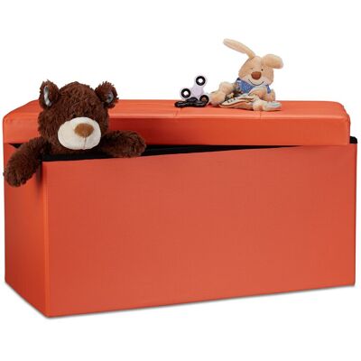 Baúl Almacenaje Polipiel, Banco Plegable 38x76x38 Cm, Puff, Asiento Con Almacenamiento Hasta 300 Kg, Naranja - Relaxdays Baúl Almacenaje Polipiel, Banco Plegable 38x76x38 Cm, Puff, Asiento Con Almacenamiento Hasta 300 Kg, Naranja - Relaxdays