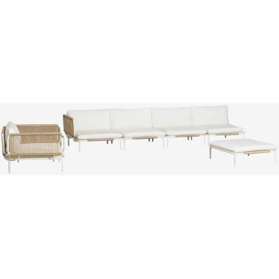 Conjunto De Jardín Con Sofá Modular Esquinero De 4 Piezas, Puff Y Sillón En Acero Roubly Sklum Conjunto De Jardín Con Sofá Modular Esquinero De 4 Piezas, Puff Y Sillón En Acero Roubly Sklum