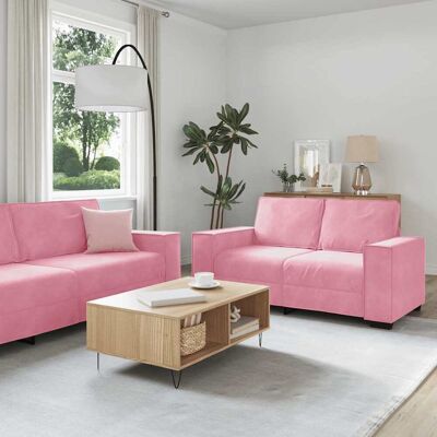 vidaXL Juego de Sofás Rosa Terciopelo 3 Piezas - Sofa Set vidaXL Juego de Sofás Rosa Terciopelo 3 Piezas - Sofa Set