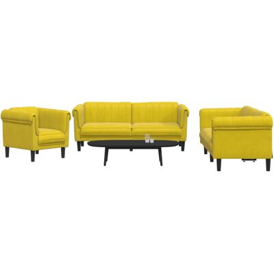Vidaxl - Juego de Sofás Terciopelo 3 Piezas - Amarillo - Muebles de Salón Vidaxl - Juego de Sofás Terciopelo 3 Piezas - Amarillo - Muebles de Salón