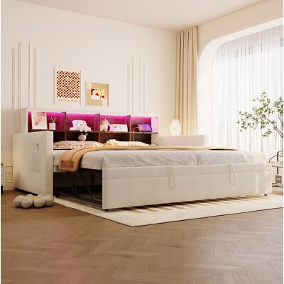 Cama Sofá Cama Doble Con Almacenaje Beige Okmyhome Cama Sofá Cama Doble Con Almacenaje Beige Okmyhome