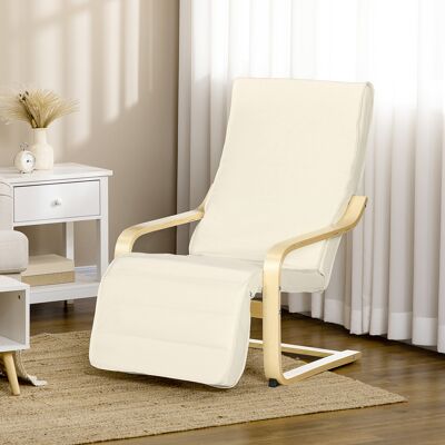 PZCC Sillón Reclinable Para Mayor Comodidad Y Relajación, Con Reposapiés Ajustable Y Extraíble, 94 X 66,5 X 100 Cm, Madera Maciza, Color Crema. PZCC Sillón Reclinable Para Mayor Comodidad Y Relajación, Con Reposapiés Ajustable Y Extraíble, 94 X 66,5 X 100 Cm, Madera Maciza, Color Crema.